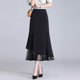 
2025 spring and summer new cool silk fishtail long skirt for women with high waist slim hip-covered skirt mid-length splicing one-step skirt