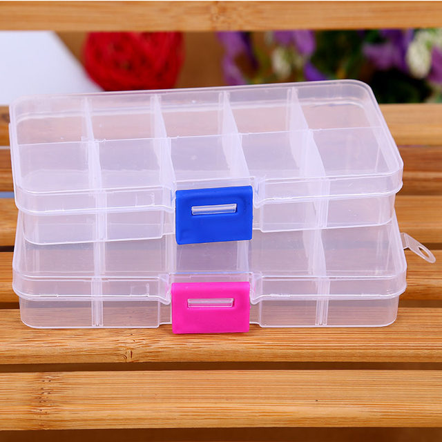 10 grid transparent plastic jewelry earrings storage box Portable hand jewelry box organic