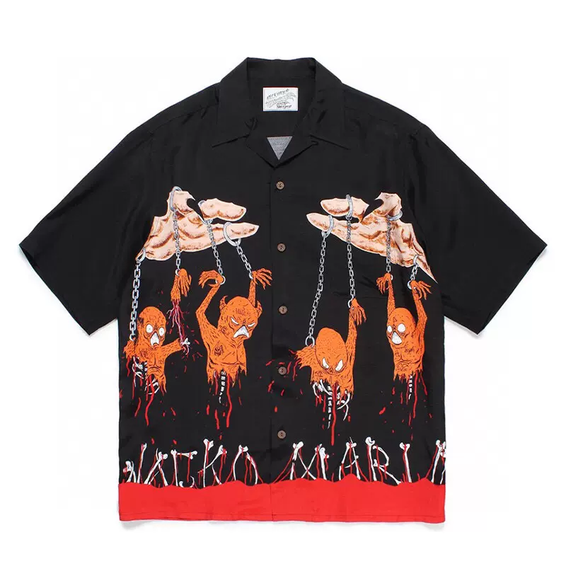 WACKO MARIA FW20 OPEN COLLAR SHIRT 蛇骨紋夏威夷長袖襯衫