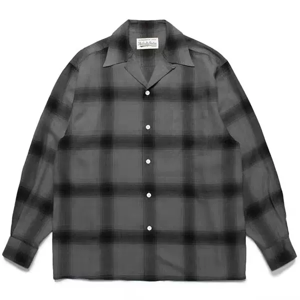 WACKOMARIA 23SS新款CHECK OPEN COLLAR SHIRT格纹长袖衬衫-Taobao