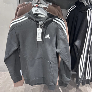 
ADIDAS Adidas men's and women's three stripes logo plus velvet warm pullover hooded sweatshirt IB4028