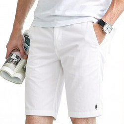 Old Money Style American Polo White Shorts Men's Five-Point Beach Shorts Casual Sports Pure Cotton Trousers