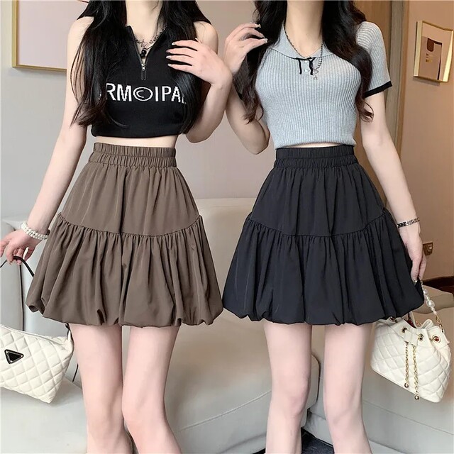 New summer versatile slim cake skirt large size fat girl 300Jin [Jin equals 0.5 kg] A-line skirt design high-waisted short skirt