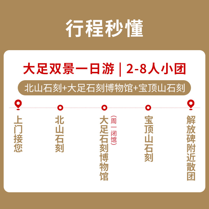 重庆旅游大足石刻/北山石刻/大足博物馆一日游8人小团纯玩