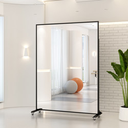 Movable Dance Mirror with Universal Wheels, Floor-Standing Mirror, Home Mirror, Full-Length Dressing Mirror, Yoga Fitness Practice Room Mirror