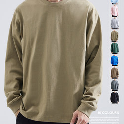 500g Heavyweight Small Neckline Long-Sleeve T-Shirt for Men, Pure Cotton Spring and Autumn Sweatshirt, White 2025 Autumn and Winter Inner Layer Base Shirt