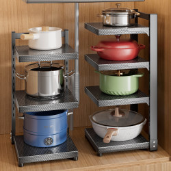 Kitchen Pot Storage Rack Multi-Layer Floor-Standing Storage Rack Multi-Functional Countertop Cabinet Inner Layered Under-Sink Pot Rack