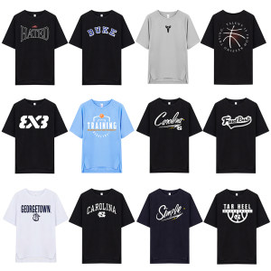 
American shooting training suit short-sleeved sports T-shirt men's 3x3 basketball quick-drying clothes fitness running ncaa warm-up jersey