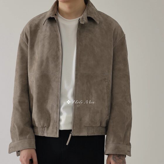 
HolyMen/imported mixed-bred sheepskin cashmere inner Row style genuine leather lapel leather jacket jacket men