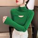 Half-high neck hollow base shirt for women in spring and autumn green sweater fashionable 2024 new slim fit knitted sweater
