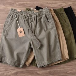 Shopping mall withdrawn cargo shorts men's summer trendy brand Hong Kong style loose straight thin section boys' casual mid-length pants