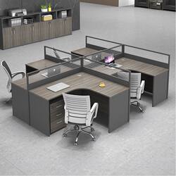 Office Desk Staff Workstation Table and Chair Set, Simple Modern Staff Desk, 46 Four-Person Office Computer Partition Cubicle