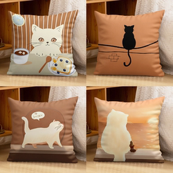 Nordic Light Luxury Geometric Throw Pillow, Simple Orange Floral Pillowcase, Gray Sofa, Gu Chen B&B Cat Cushion
