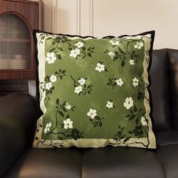 Retro New Chinese Style Pillow, Antique Green Sofa Pillow, Cushion, Headboard Soft Pillow with Core, Car Backrest Cushion