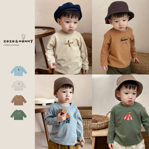 
Boys pure cotton children's cartoon base shirt autumn clothes new style boy and girl fashion cartoon fun long-sleeved T-shirt