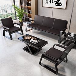 Modern Business Office Sofa, Simple Iron Art Three-Seater Sofa, Reception Office Sofa, Coffee Table Set