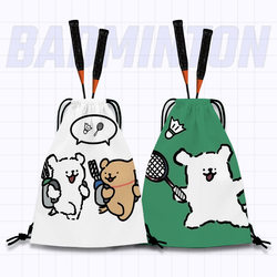 Line-Patterned Puppy Badminton Racket Bag, Badminton Backpack, Badminton Racket Storage Bag, Student Large-Capacity Portable Badminton Bag