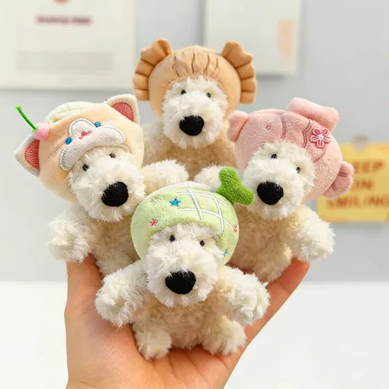 Cute West Highland plush pendant dog Barcelona bear plush pendant headband hat and replacement doll clothes