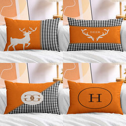 Nordic Orange Sofa Throw Pillow, Living Room Headboard Cushion, Car-Use High-End Luxury Backrest Pillowcase (Core Not Included)