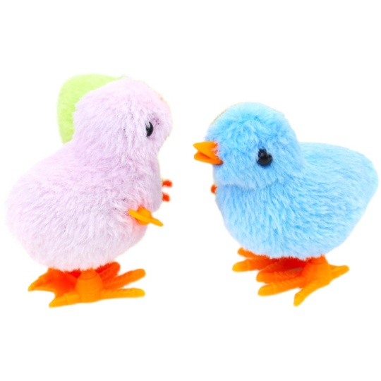 ゼンマイ仕掛けのひよこおもちゃ - 跳ねるぬいぐるみチキン