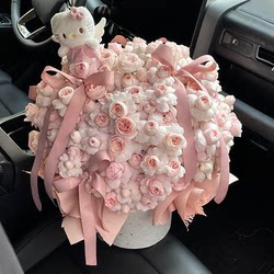 Eternal Flower Fairy's Kiss Premium Hug Bucket Gift for Best Friend, Realistic Soap Flower Bouquet, Valentine's Day Doll, Birthday Gift