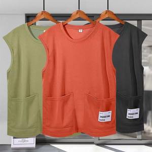 Clearance and pick up the bargaining summer ice silk thin round neck sleeveless sweat vest men's American breathable casual vest top