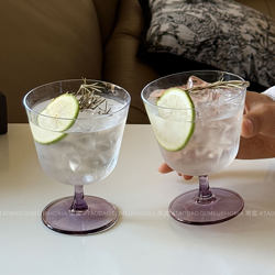 High-End Purple Tall Glass Cup for Iced American Latte Coffee, Lightweight Special Drink Cup, Slightly Tipsy Wine Cup