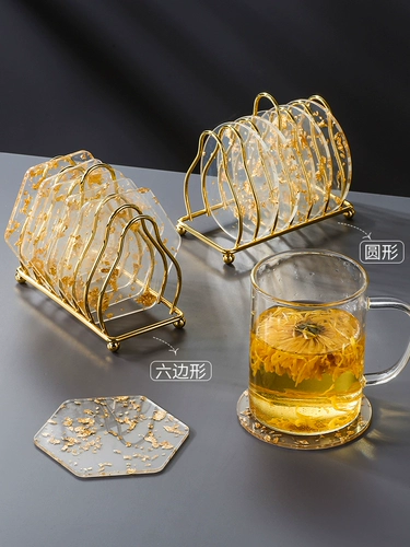 Золотая фольга Coaster ins Light Luxury Tea Coaster Coffee Cup Cufe Tiak Отопление подушка