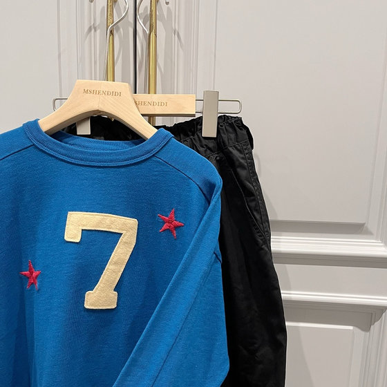 
2026 children's clothing spring breathable casual number 7 star long-sleeved T-shirt boys and girls spring and autumn bottoming shirt