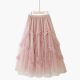 Spring retro sweet solid color fairy with black ears irregular posing beautiful slim lace mesh skirt
