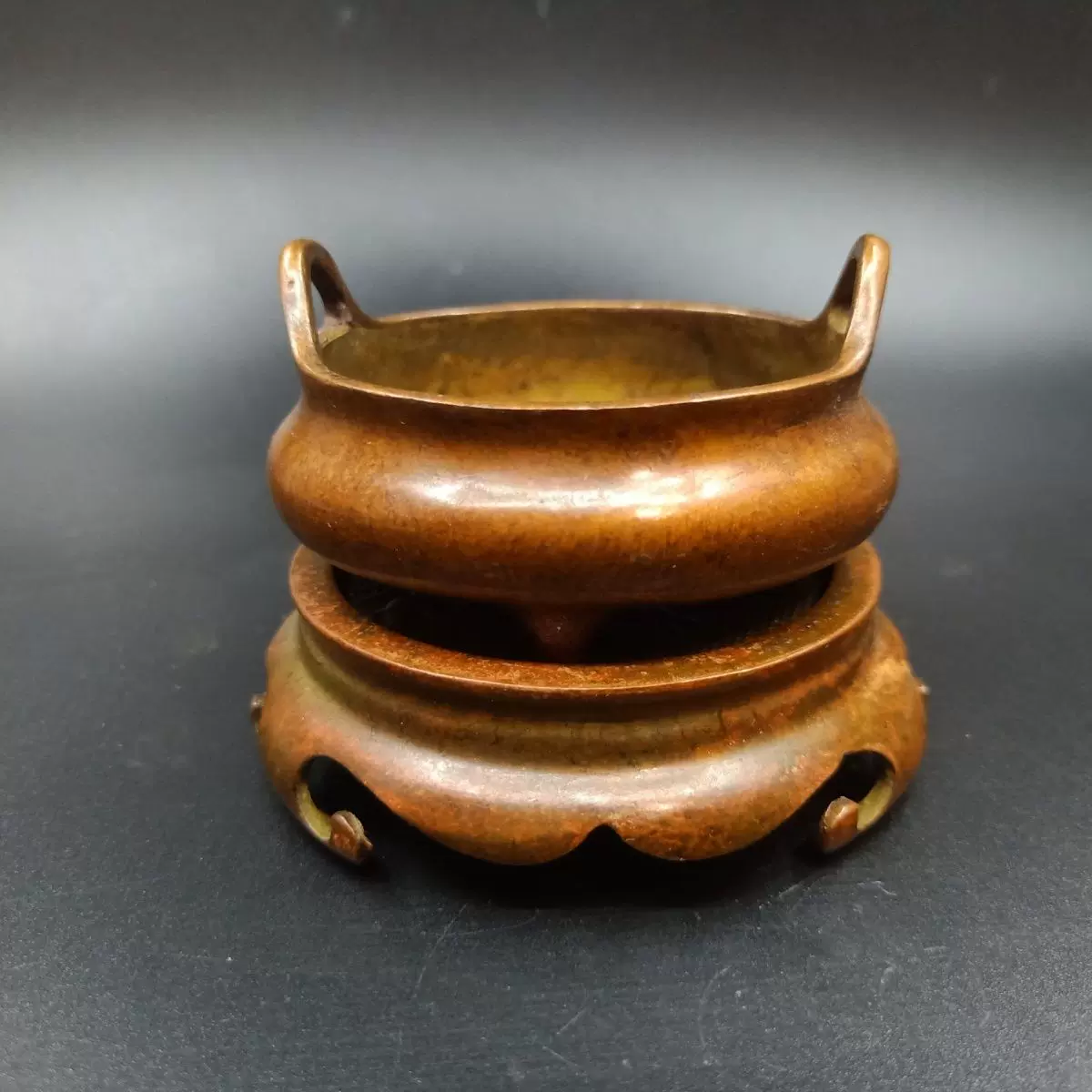 銅製 双耳竜頭炉 薫香炉 香道具 装飾品 工芸品 美術品 置物