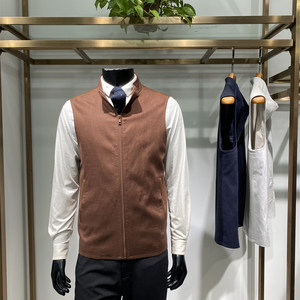 26 spring new men's light vest top linen fabric business casual vest coat collar Zonoi