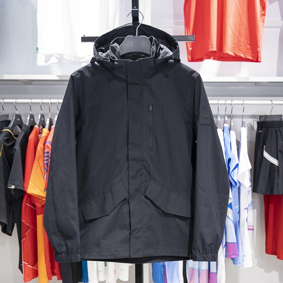 
Li Ning sports windbreaker 2023 spring and autumn men's leisure water-splashing removable hooded jacket AFDT751