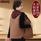 Fat Mom Spring and Autumn Large Size Padded Vest Middle-aged and Elderly Plus Fat Loose Vest Female Grandma Hooded Warm Top