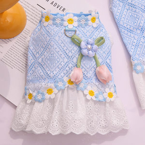 Summer dog dress clothes pet small dog summer thin mesh cat lace skirt Bichon Frize