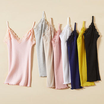 Lace lace high elastic daily single mulberry silk knitted V-neck
