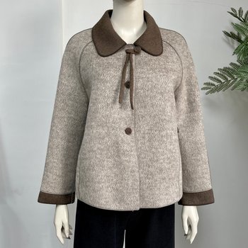 
Double sided wool coat women's short mom woolen coat