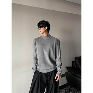THREENINE simple and high-end knitted half-high neck pullover sweater for men's autumn and winter solid color base shirt underwear trendy