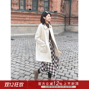 
Zilu Lai Rio Bookstore ~ Temperament and high-end double-sided woolen horn button mid-length coat for women 98X