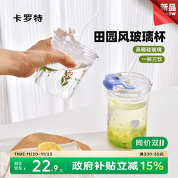 Carrot Straw Glass Cup for Girls, High Aesthetic Value, Large Capacity Water Cup with Lid, 2025 New Model, Household Coffee Cup