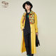 One city painting a spring retro yellow long windbreaker jacket loose comfortable casual long sleeve windbreaker jacket for women