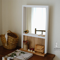 Seagull Canteen Japanese-Made Antique-Style Wooden Zakka Wall-Mounted Mirror Japanese Magazine Style