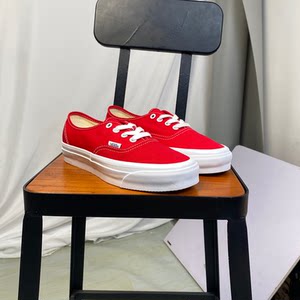 VANS范斯LX AUTHENTIC 44低帮红色帆布男女款休闲板鞋VN000EBNIZQ