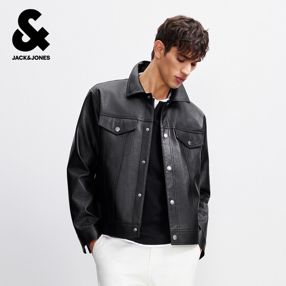 
[Selected] Jack Jones Jacket Men's American Truck PU Jacket 2026 New Lapel Top Men's