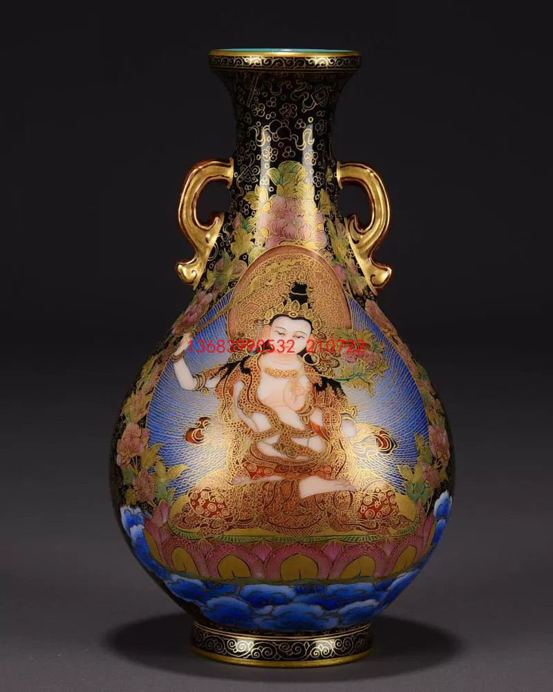 乾隆年製景徳鎮珐琅彩賞瓶 瓷器 工芸品 美術品 置物 【公式通販】