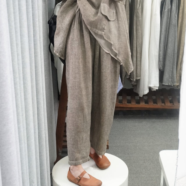 Chenyu high-quality white pure ramie pants for women's summer double-layer nine-point trousers thin loose large size literary and casual