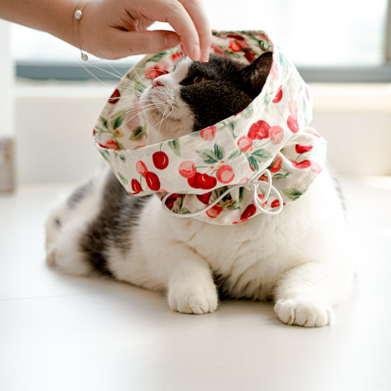 
Handmade pure cotton, light and thin cat Elizabethan collar, deepened, sterilized and anti-licking, adjustable cat collar collar, customizable