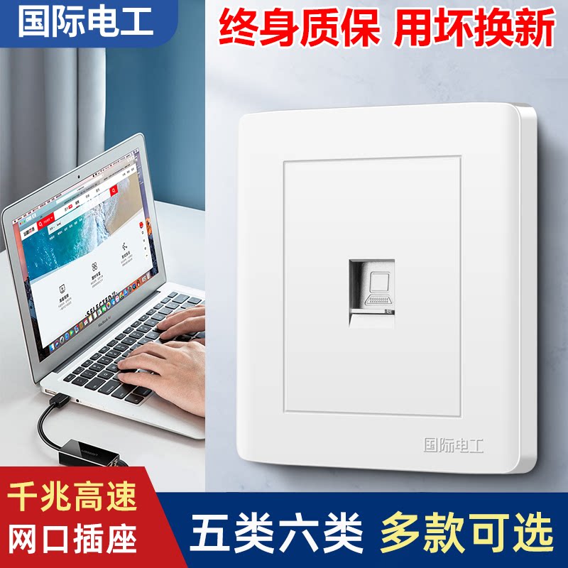 Type 86 Network Cable Panel - Gigabit Dual Port Computer/Telephone/TV ...