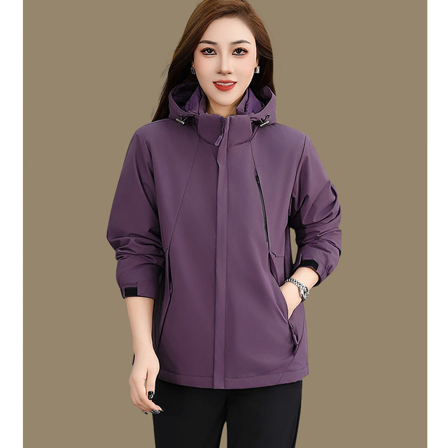 Middle-aged mother autumn and winter jacket 2025 new outdoor windproof and waterproof hooded cotton clothespin cotton thick coat for women