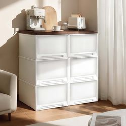 Japanese Drawer-Type Storage Cabinet, Floor-Standing Multi-Layer Balcony Miscellaneous Storage Chest with Wooden Board, Plastic Clothes Storage Box